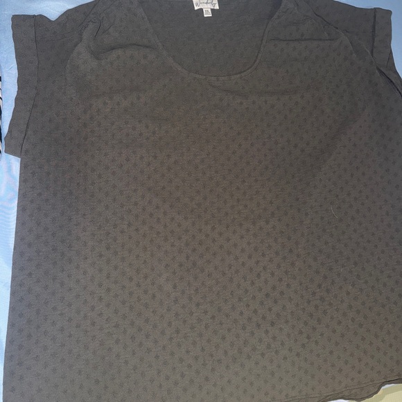 Wonderly Tops - Black Patterned Short Sleeve Blouse